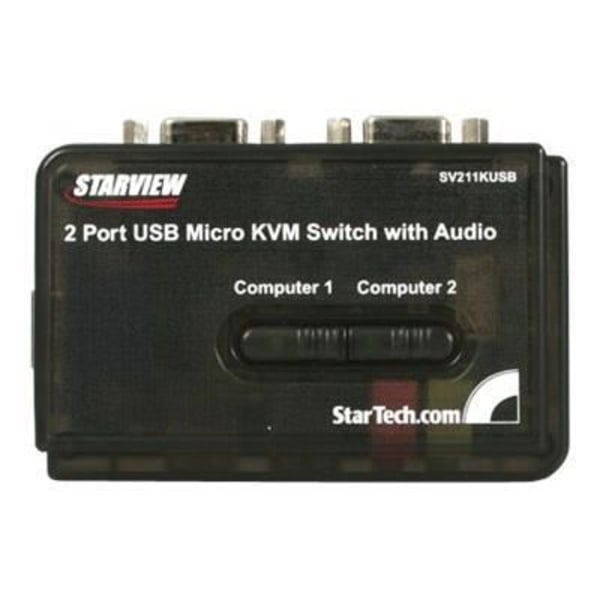 StarTech.com 2-porttinen USB VGA KVM -kytkinsarja, ääni ja kaapelit - Näppäimistö-hiiri -näyttökytkin - musta (SV211KUSB)