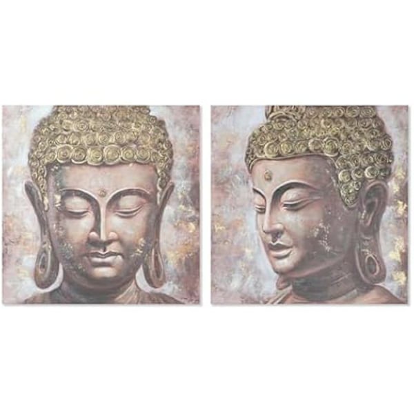 Maalaus - KOTI ESPRIT - Itämainen Buddha - 100 x 100 cm - Monivärinen - 2 kpl mångfärgad