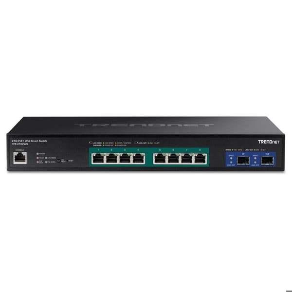 Kommuntator 10 portar - TRENDNET - Plug and Play - Hantering av VLAN - Rackmonterbar