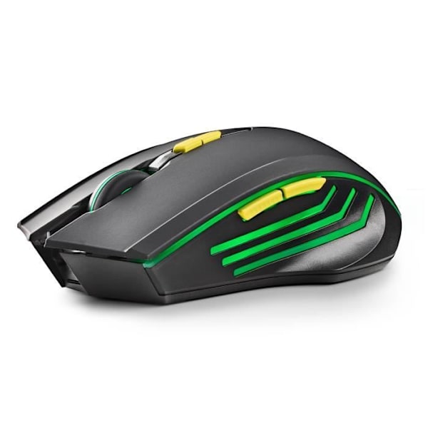NGS GMX-200: Trådløs gamingmus med LED-lys. Genopladeligt batteri. 6 knapper. 800-1200-2400-3200 DPI. Ergonomisk. Plug.