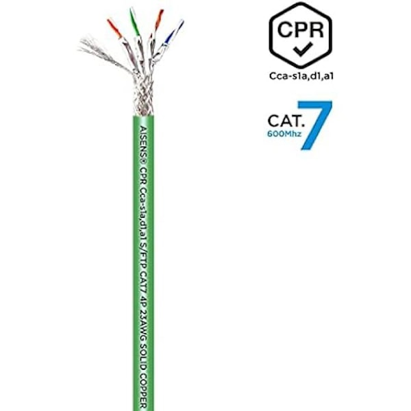 AISENS A146-0667 Cat.7 600 MHz S/FTP AWG23 netværkskabel, grøn, 305m Grön