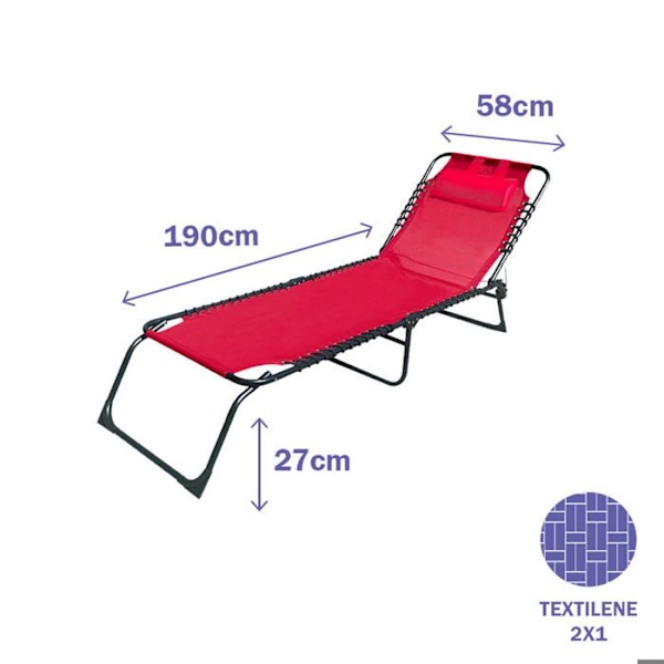 Brun hopfällbar loungestol | Trädgårdsstol utomhus 190 x 27 x 58 cm | Utomhusfällbara fåtöljer - Marbueno