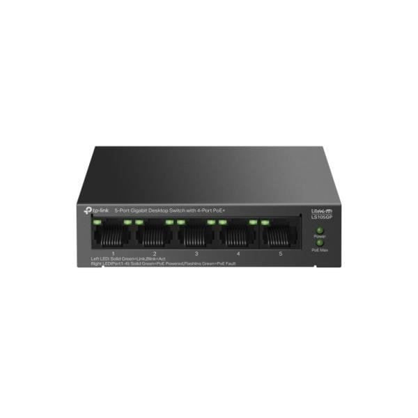 TP-LINK LiteWave LS105GP Switch - 5 hallitsematonta Gigabit Ethernet -porttia - Power over Ethernet (PoE) musta