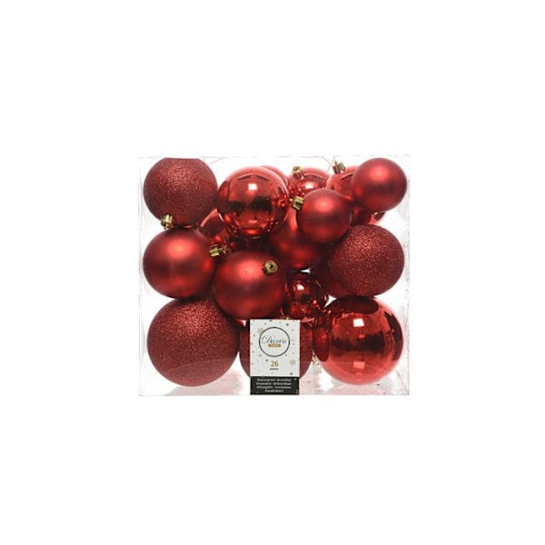 Joulupallot - Decoris - 26 kappaletta - Punainen - Ø8 cm - Juhlakoriste Röd