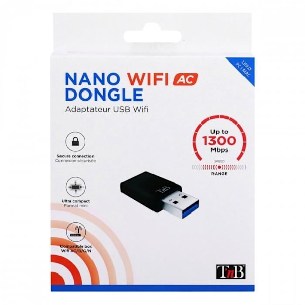 TNB Nano Wi-Fi-avain AC 1300 Mbps - musta