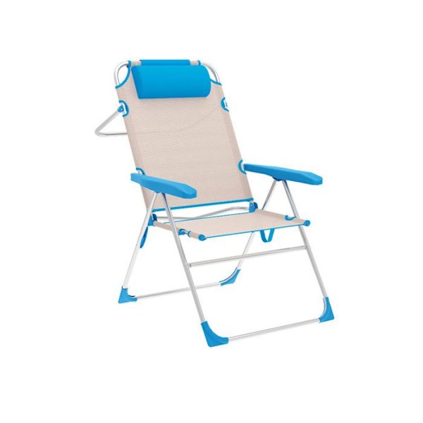 Sammenfoldelig strandstol Blå Beige Stripes - Marbueno