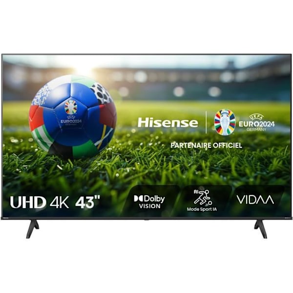 LED TV - HISENSE - 43A6N - 43'' (108 cm) - 4K UHD 3840x2160 - 60Hz - HDR 10+ - Smart TV - 3 x HDMI Sort