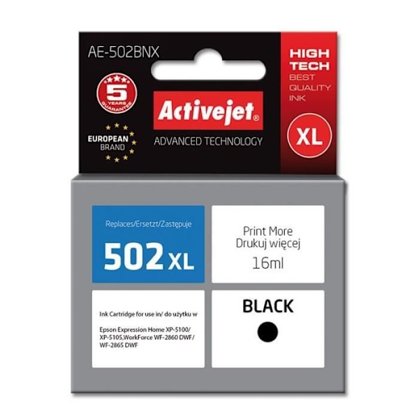 Activejet AE-502BNX blækpatron 1 stk. Kompatibel Høj kapacitet (XL) Sort