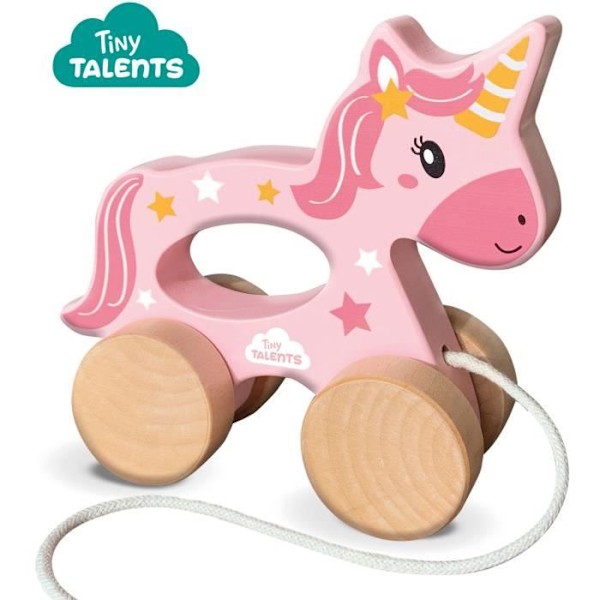 Trælicorne 2 i 1 - At skubbe og trække - SES CREATIVE - Lyserød licorne til at skubbe eller trække. Rosa