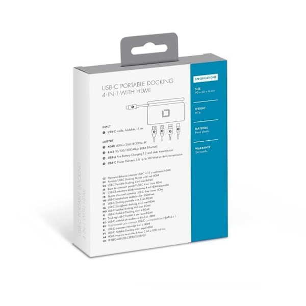 DICOTA USB-C -telakointiasema Kannettava telakointi 4-in-1 HDMI:llä - USB-C - HDMI