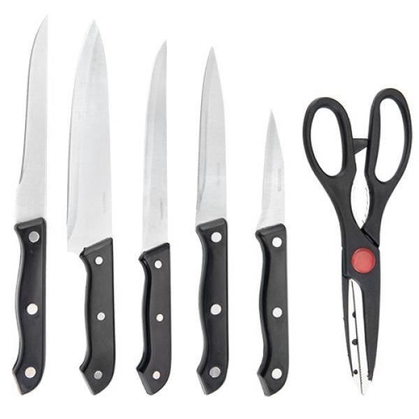 Knivset med träställ Svart