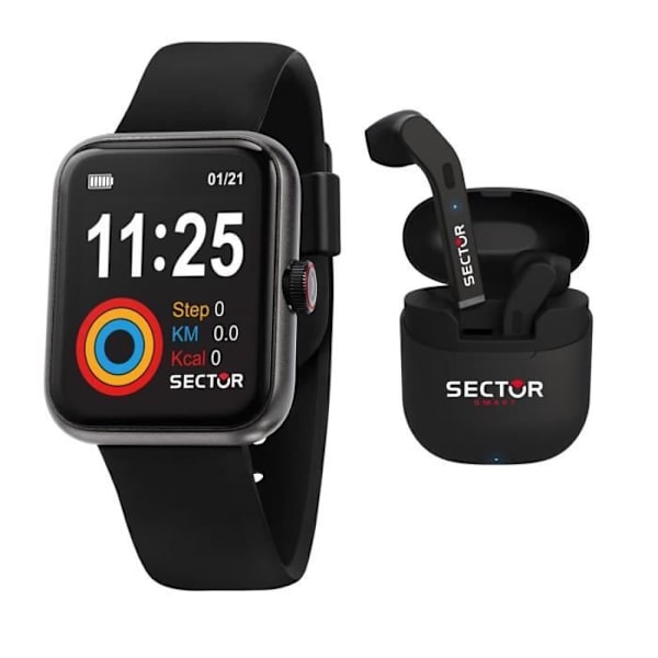 Coffret SECTOR Smartwatch til Mænd i Sort Silikone og Trådløse Øretelefoner - 241485 Svart