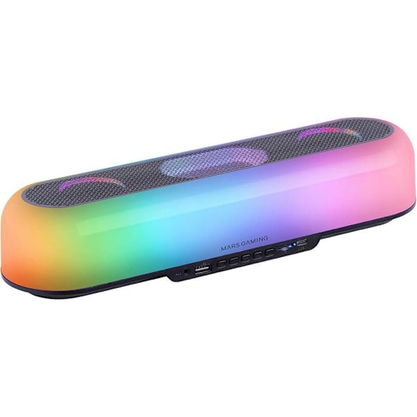Mars Gaming MSB-ORB, 20W bärbar högtalare och Soundbar, Orbilight RGB 360, Triple Driver, Bluetooth 5.3/MicroSD/AUX/FM, Svart Svart