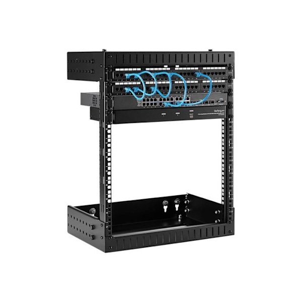 Væghængt serverrack 12U - STARTECH - Åben ramme netværksskab - Stål - 90 kg - Justerbar dybde