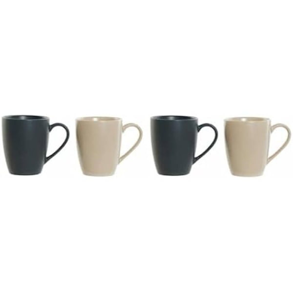 Gummiträmuggar - DKD Home Decor - Set med 4 - Mörkgrå - 300 ml - Heminredning Mörkgrå