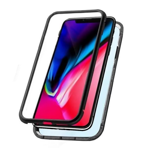 Beskyttelse til telefon - Magnetisk - Iphone XS Max - Sort - Aluminium - Tempereret glas Svart