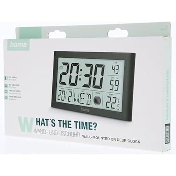Digital Väckarklocka - HAMA - Martinique - Radiostyrd DCF - Termometer - 2 Alarmar Svart
