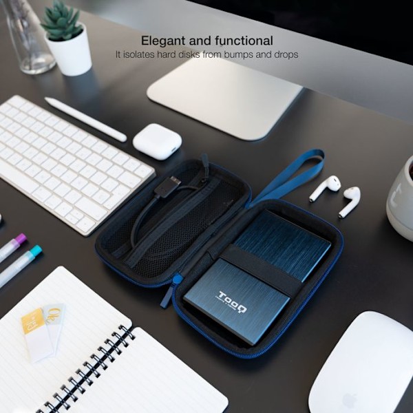 Coque til ekstern harddisk - etui til ekstern harddisk Tooq - TQBC-E2503PB - Beskyttelse til harddisk Marineblå