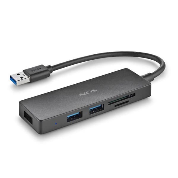 USB-C-keskittäjä - NGS - iHub Reader - Siirtonopeus 5 Gbps - Musta väri - USB 3.0