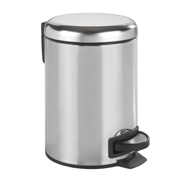 WENKO Leman Pedalsoptunna med fallbroms, Small Bin 3L, Rostfritt stål, 17x25x22,5 cm, Blank Flerfärgad
