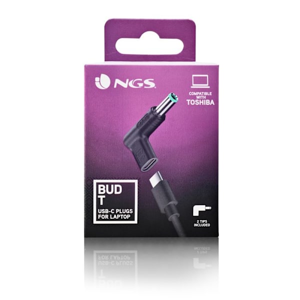 NGS BUD-T: Erstatningspakke med 2 USB-C strømadaptere kompatible med TOSHIBA bærbare computere.