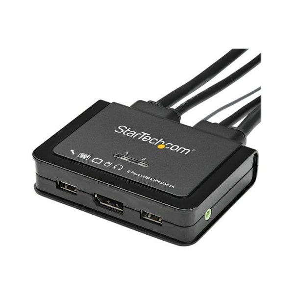 KVM-svitsj - STARTECH - SV211DPUA4K - 2 Porte - 4K 60 Hz - Audio 3,5 mm Sort