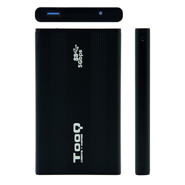 Eksternt kabinet TooQ TQE-2524B HD 2,5'' SATA III-USB 3.0 FAT32 / NTFS / eXT2 / HFS Aluminium Sort Sort