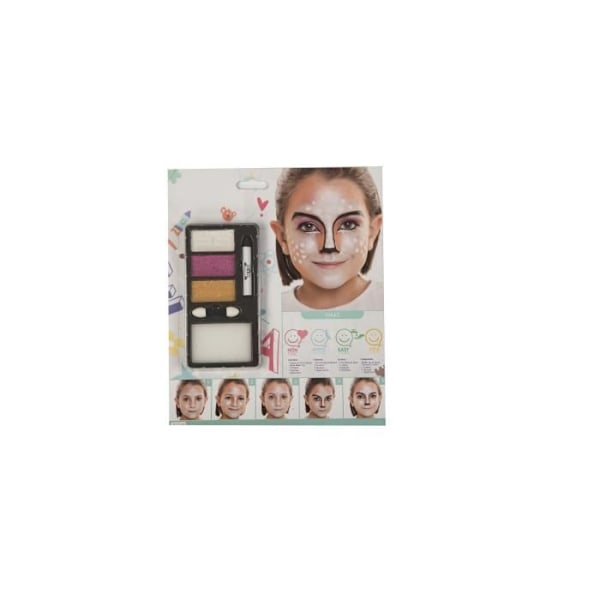 Makeup kit - GENERIC - 3 color palette - Black pencil - Double brush - Sponge Vitt, rosa och guld