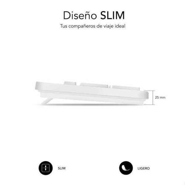 Teclado Subblim Business Slim Silencioso/Hvid Sort, Hvid