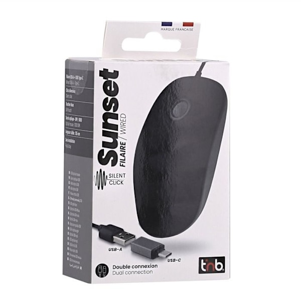 T'nB - Kable mus med USB-A & USB-C SUNSET sort