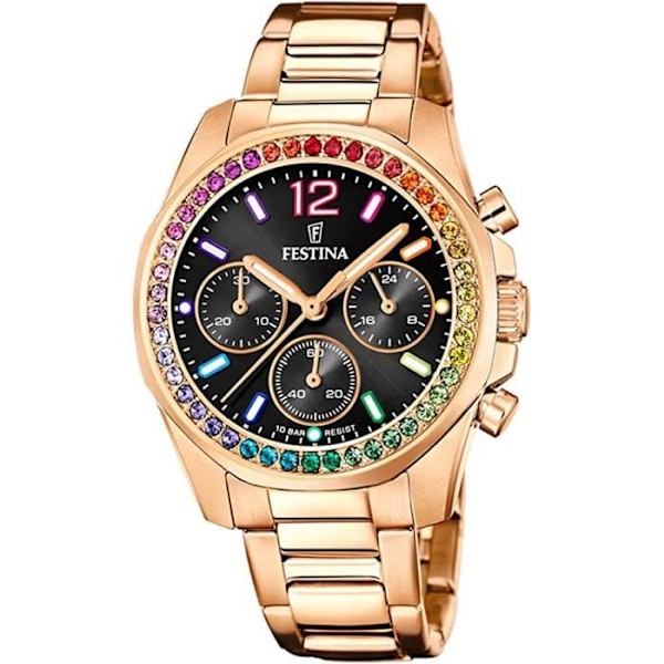 Klocka - FESTINA - Boyfriend Rainbow F20639/3 - Kvarts - Dam - Svart - Roséguld Rose guld
