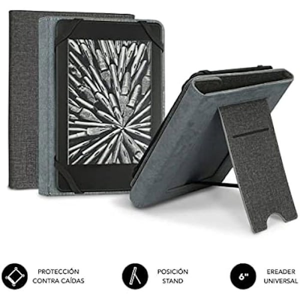 SUBBLIM Clever Universal E-Book taske, kompatibel med e-bøger op til 6" tommer, med magnetisk lukning,