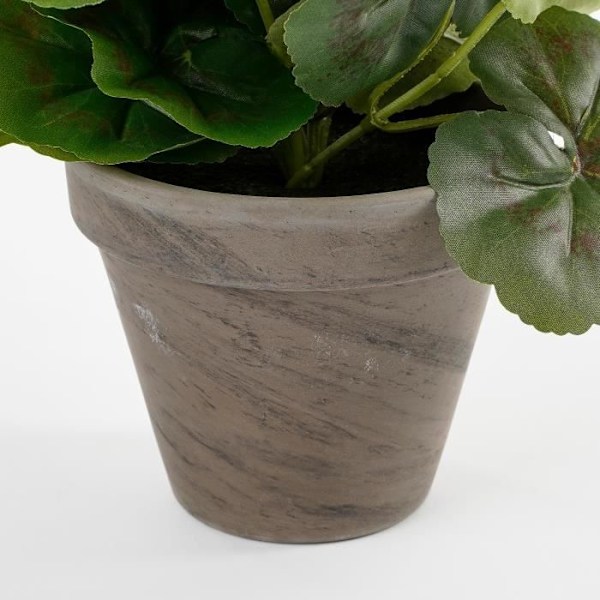Konstgjord pelargonplanta i cementkruka - H34 x Ø20 cm - Kräm - Glimmerdekorationer Grädde