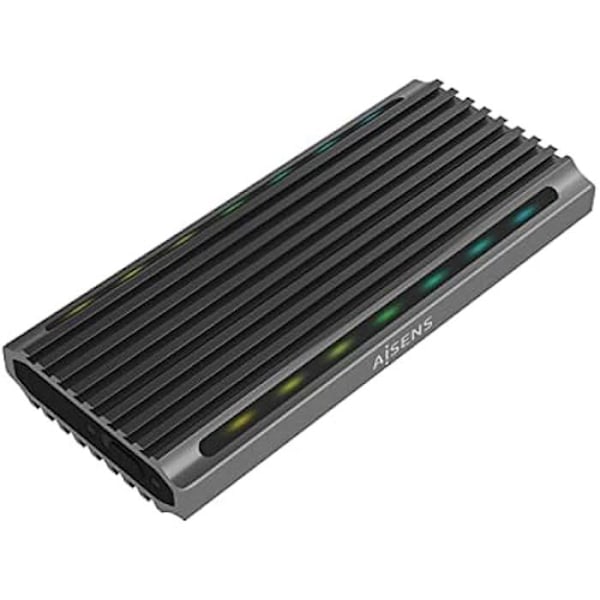 AISENS Caja EXTERNA SSD-harddisk M.2 SATA NVME ASM2-RGB011GR USB 3.2 GEN2 SIN TORNILLOS Grå