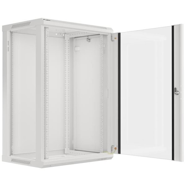 LANBERG Væghængt skab 19 18U 600X450mm grå (glasdør) - WF01-6418-10S
