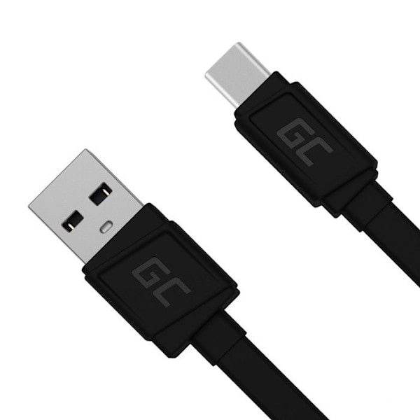 USB-C-kabel - GCmatte - 25 cm - Hurtigopladning QC 3.0 - Sort - Holdbar