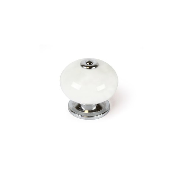 Møbelknopper - REI - Mod. E517 - Hvid porcelæn - Ø40mm - Sæt af 4 Vit