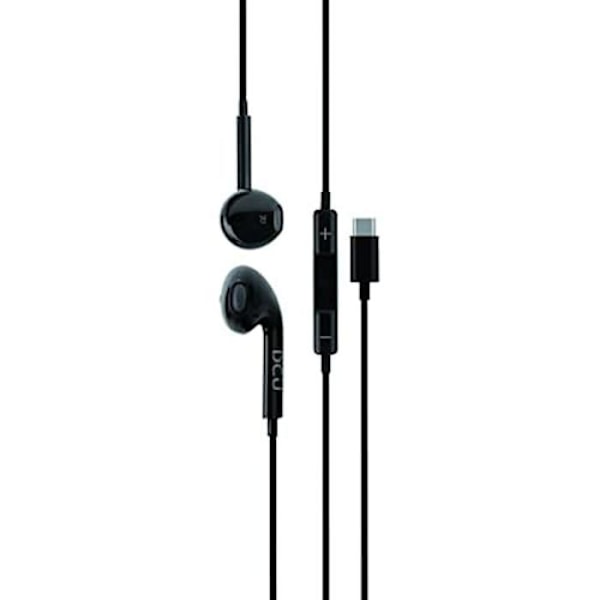 Hovedtelefoner - DCU TECNOLOGIC - DCU model - Type C kablet - Integreret mikrofon - Lydstyrkekontrol svart