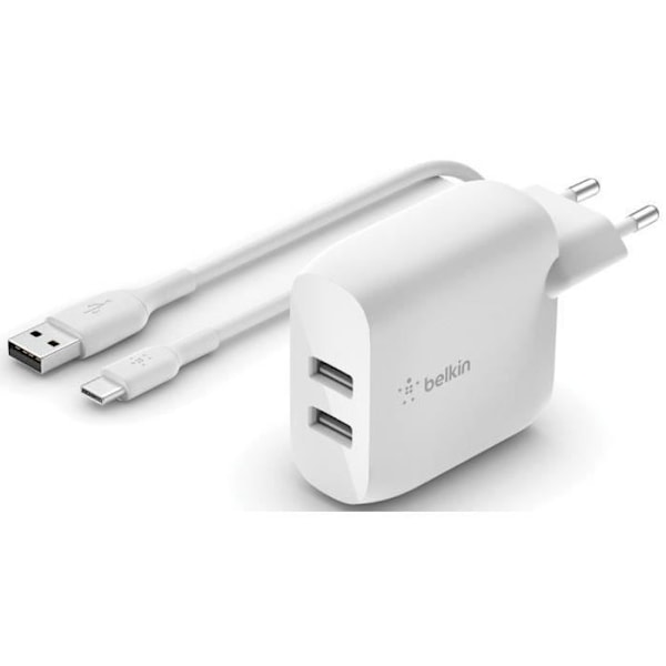 BELKIN - oplader - Dual USBA Wall Charg1M A-C 24W Vit