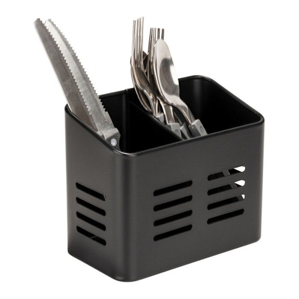 Baco bestickkorg, Svart Utekökskorg av pulverlackerad metall, elegant svart look för förvaring av bestick,
