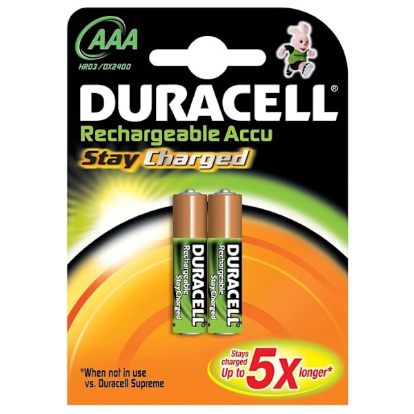 Duracell RCR AAA X2 900 MAH genopladeligt batteri