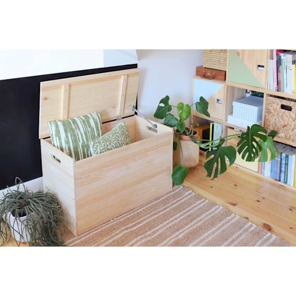Förvaringskista - 80 x 40 x 50 cm - massiv furu Naturlig