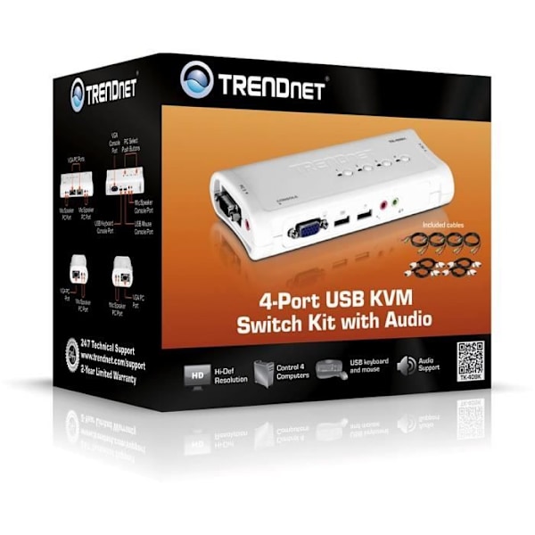 TRENDnet TK-409K KVM 4 porte VGA USB +Audio+kabler