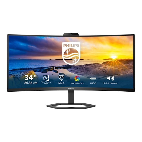 Skærm - Philips - 34E1C5600HE/00 - 34 tommer - 3440 x 1440 px - Sort