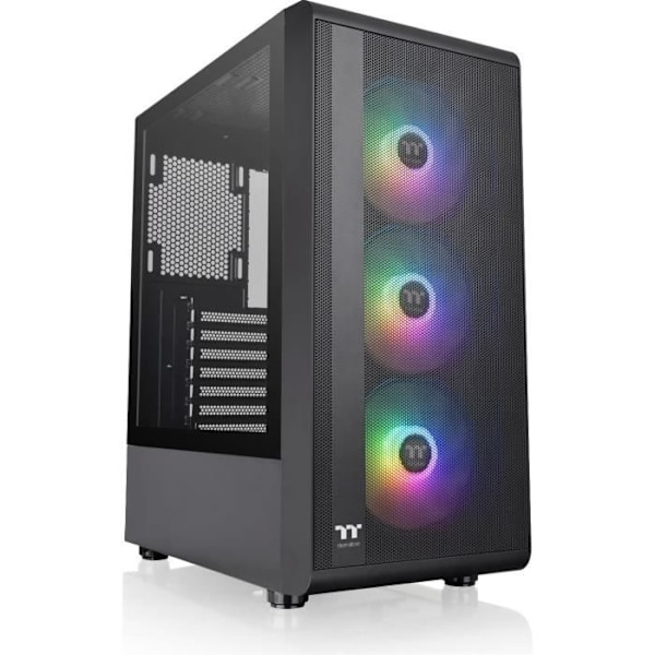 PC taske - THERMALTAKE - S200 TG ARGB (Sort) - Medium tårn - ATX format - Uden strømforsyning Sort