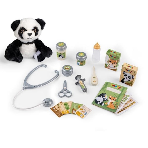 Smoby - Værksted for Dyrlæge Zoo - 1 panda bamse - Mange tilbehør og funktioner Flerfärgad