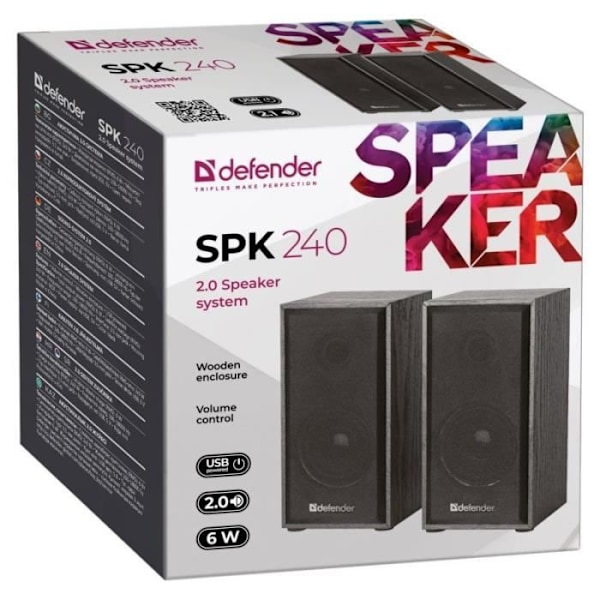 Kaiutin - Defender - SPK-240 - Langallinen - 6 W - Musta sort