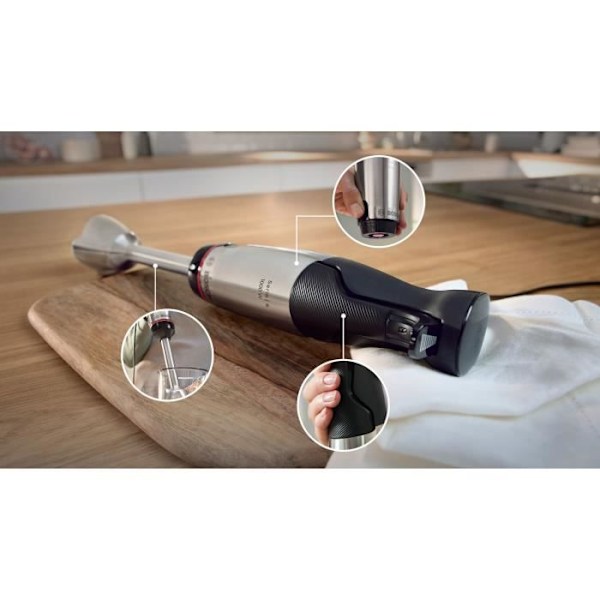 ErgoMaster Series 6 stavblender - BOSCH - 1000 W motor - 4 QuattroBlade Pro knive Grå och svart