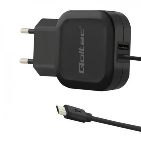 Mobiltelefonlader - QOLTEC - 50189 - USB 2.0-port - Sort - Inkluderet sort