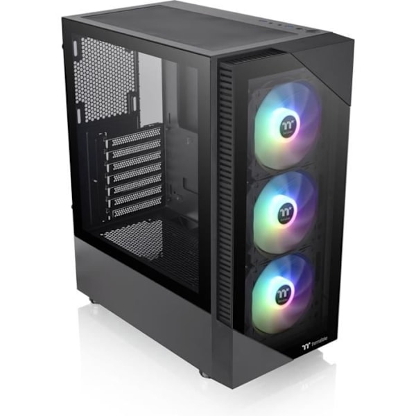 Mid Tower PC-taske uden strømforsyning - THERMALTAKE View 200 TG ARGB (Sort) - ATX/Micro ATX - 3x120mm A-RGB - USB 3.0/2.0 - Hærdet glas Sort